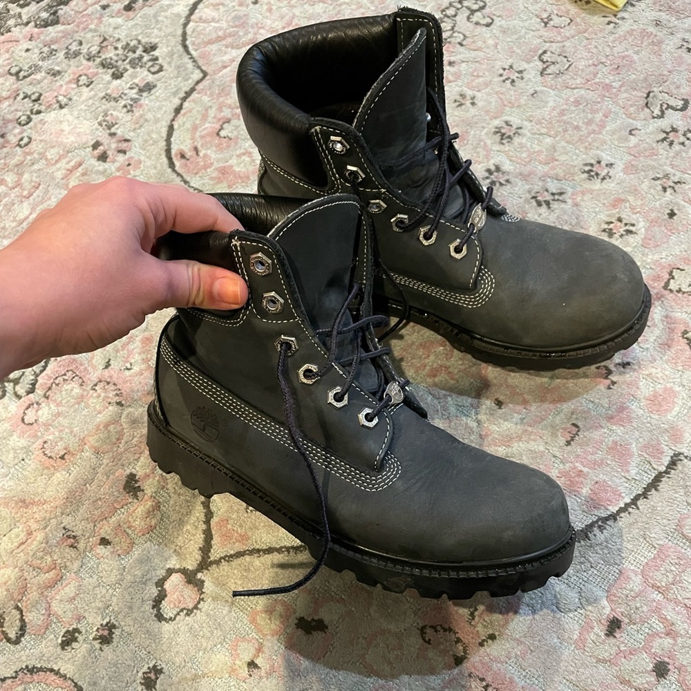 Blue Gray Timberland Boots - Picture 2 of 16
